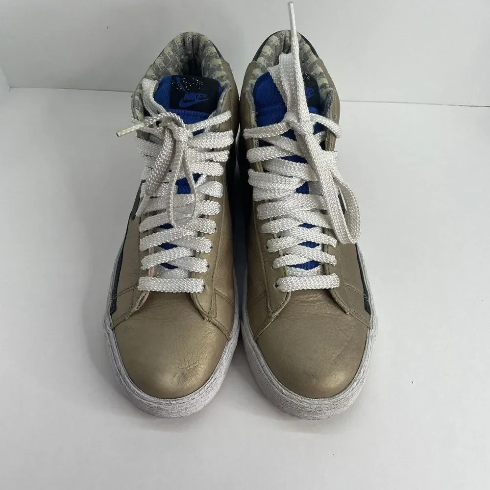 Nike Mens Blazer High Premium 316397-901 Gold Basketball Shoes Sneakers Size 9.5